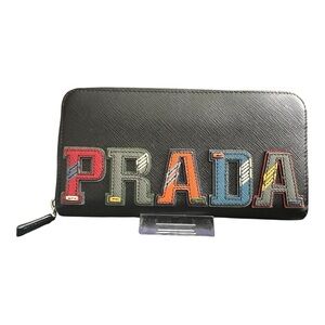 Prada Black Wallet with Colorful Logo